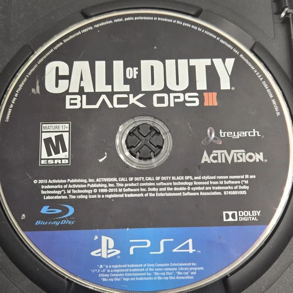 Call of Duty Black Ops 3 PS4 Sony PlayStation 4 Video Game Disc Tested Plain Cas